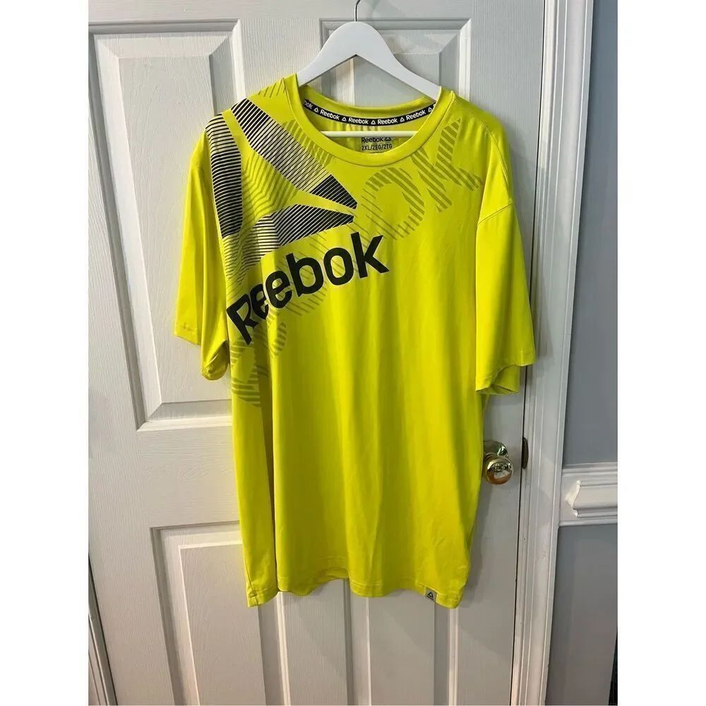 Reebok Yellow Fluorescent Running Active T-Shirt Sz 2XL EUC